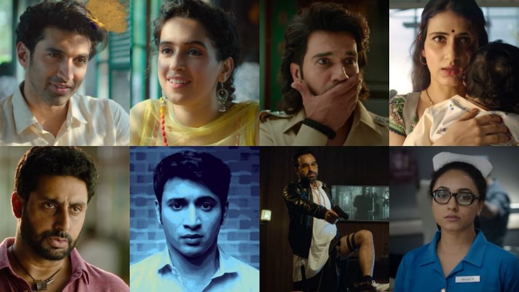 Pankaj Tripathi, Abishek Bacchan, Aditya Roy Kapur, Rohit Suresh Saraf, Rajkumar Rao, Sanya Malhotra, Fatima Sana Sheikh in Ludo (2020) Netflix