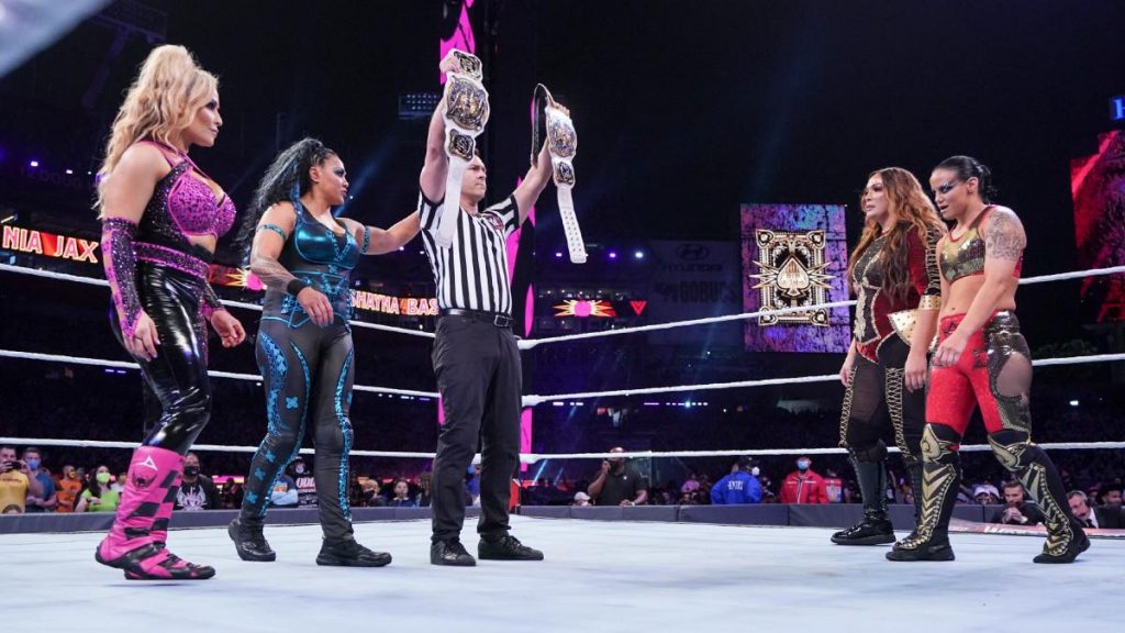 Tamina Natalya vs Shayna Baszler Nia Jax Women's Tag Team Championship Wrestlemania 37