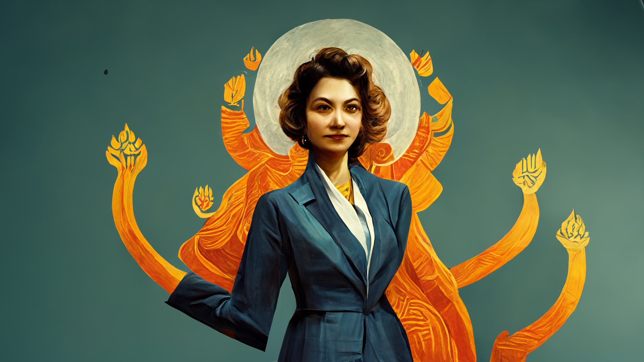 Strong Independent Woman with Ten Hands like the Goddess Durga Midjourney Sexism in Ads
