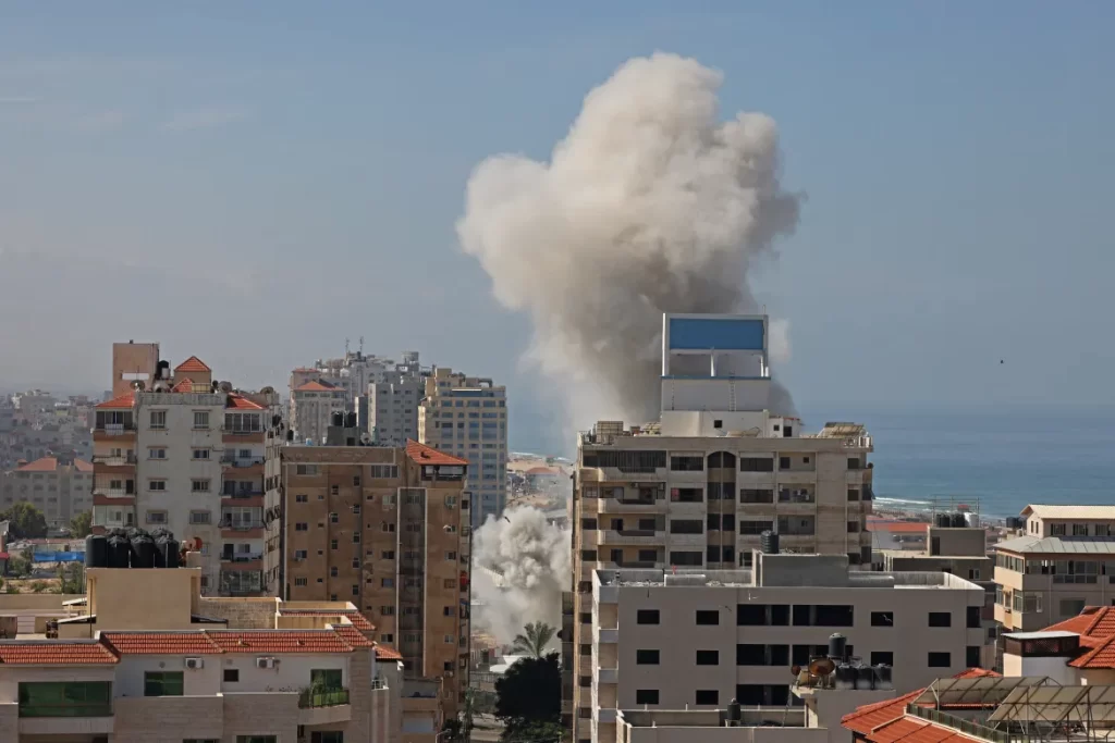 Smoke from residential building following Israeli airstrike in Gaza City | Al Jazeera